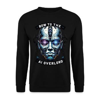 Bow to the AI Overlord - Cyborg Design. - Unisex Sweatshirt - black - Front - Alina (178cm) & Michal (187cm)