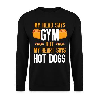 Hot Dog Adult My Head Says Gym But - Unisex Sweatshirt - black - Front - Alina (178cm) & Michal (187cm)