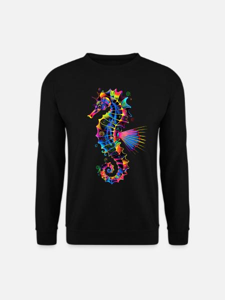 Seepferdchen Pop Art Bunt Aquarist Süßes Seepferd - Unisex Pullover - Schwarz