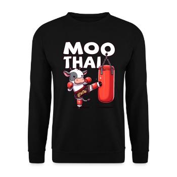 Muay Thai Boxing, Thai Boxing Kickboxen, Moo Thai - Unisex Pullover - Schwarz - Vorne - Alina (178cm) & Michal (187cm)