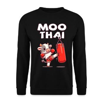 Muay Thai Boxing, Thai Boxing Kickboxen, Moo Thai - Unisex Pullover - Schwarz - Vorne - Alina (178cm) & Michal (187cm)