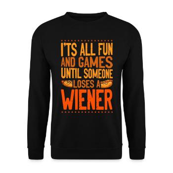 Hot Dog Adult Humor Pun Naughty - Unisex Pullover - Schwarz - Vorne - Alina (178cm) & Michal (187cm)