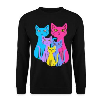 Chat Chats Chaton Famille Enfants Bébé Années 80 - Sweat-shirt Unisexe - noir - Devant - Alina (178cm) & Michal (187cm)