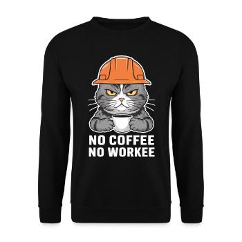 Pas de café pas de travail Conception de chat - Sweat-shirt Unisexe - noir - Devant - Alina (178cm) & Michal (187cm)