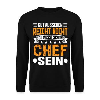 Chef Arbeit Chef Spruch Bester Chef Sprüche - Unisex Pullover - Schwarz - Vorne - Alina (178cm) & Michal (187cm)