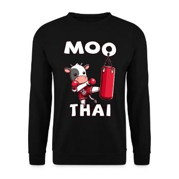 Muay Thai Boxing, Thai Boxing Kickboxen, Moo Thai - Unisex Pullover - Schwarz - Vorne - Alina (178cm) & Michal (187cm)