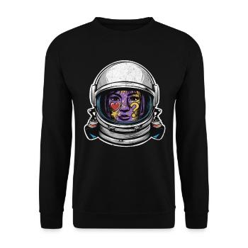 Astronaut Helmet Cosmic Design - Unisex Sweatshirt - black - Front - Alina (178cm) & Michal (187cm)