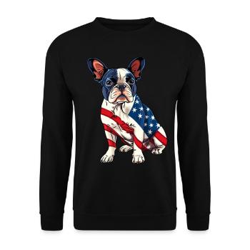 Boston Terrier Dog 4 juillet Drapeau américain Cadeaux - Sweat-shirt Unisexe - noir - Devant - Alina (178cm) & Michal (187cm)