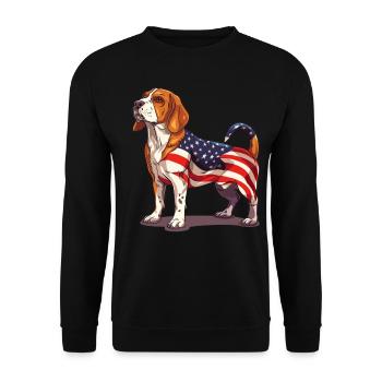 Beagle Dog 4th of July American Flag Beagle Gifts - Unisex Pullover - Schwarz - Vorne - Alina (178cm) & Michal (187cm)