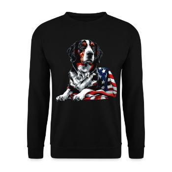 Border Collie Dog 4 juillet Drapeau américain Cadeaux - Sweat-shirt Unisexe - noir - Devant - Alina (178cm) & Michal (187cm)