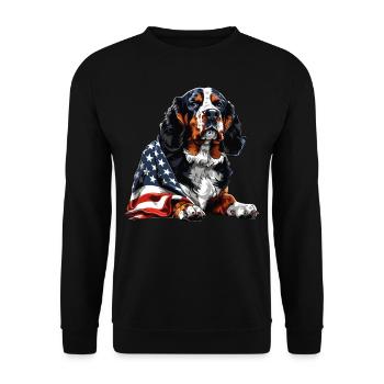 Bouvier bernois 4 juillet Drapeau américain - Sweat-shirt Unisexe - noir - Devant - Alina (178cm) & Michal (187cm)