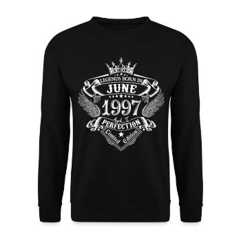 June 1975 Birthday June 1975 June Gift - Unisex Sweatshirt - black - Front - Alina (178cm) & Michal (187cm)