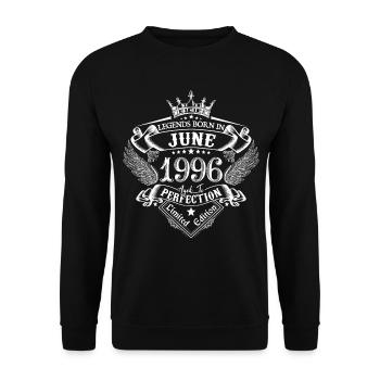 Juni 1996 Geburtstag Juni 1996 Juni Geschenk - Unisex Pullover - Schwarz - Vorne - Alina (178cm) & Michal (187cm)