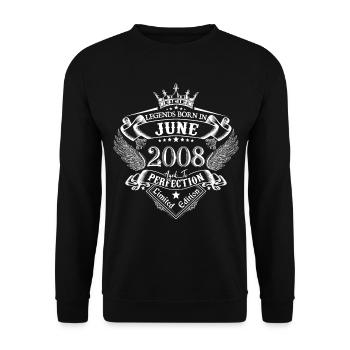 Juni 2008 Geburtstag Juni 2008 Juni Geschenk - Unisex Pullover - Schwarz - Vorne - Alina (178cm) & Michal (187cm)