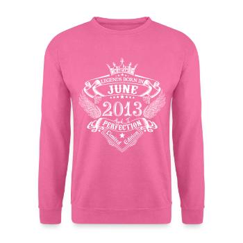 Juni 2013 Geburtstag Juni 2013 Juni Geschenk - Unisex Pullover - Pink - Vorne
