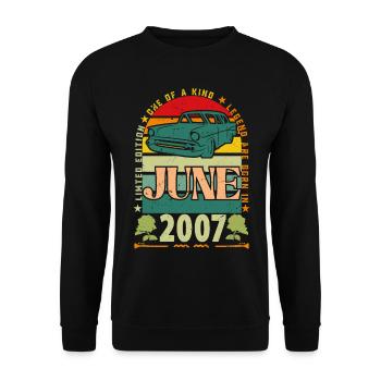 Geburtstagsgeschenk Juni 2007. Juni 2007 Juni 2007 - Unisex Pullover - Schwarz - Vorne - Alina (178cm) & Michal (187cm)