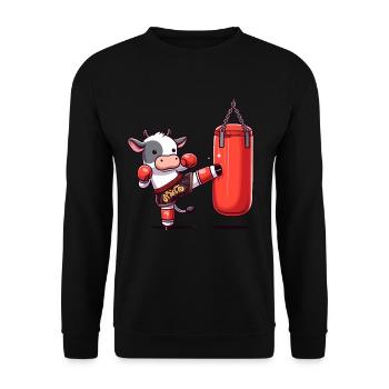 Muay Thai Boxing, Thai Boxing Kickboxen Kickboxer - Unisex Pullover - Schwarz - Vorne - Alina (178cm) & Michal (187cm)