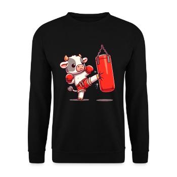 Muay Thai Boxing, Thai Boxing Kickboxen Kickboxer - Unisex Pullover - Schwarz - Vorne - Alina (178cm) & Michal (187cm)