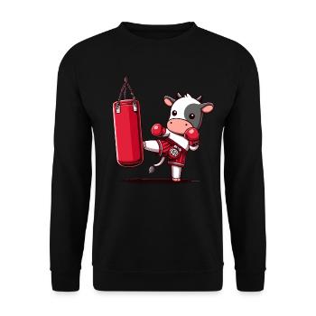 Muay Thai Boxing, Thai Boxing Kickboxen Kickboxer - Unisex Pullover - Schwarz - Vorne - Alina (178cm) & Michal (187cm)