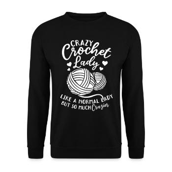 Dame folle au crochet Dame au crochet Crochet Fille - Sweat-shirt Unisexe - noir - Devant - Alina (178cm) & Michal (187cm)