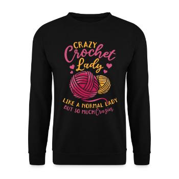 dame folle au crochet Crochet Fille au crochet Dame - Sweat-shirt Unisexe - noir - Devant - Alina (178cm) & Michal (187cm)
