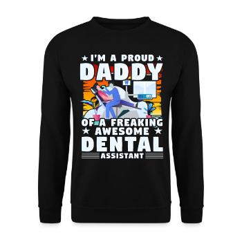 Ich bin stolzer Papa eines verdammt tollen Zahnarztes - Unisex Pullover - Schwarz - Vorne - Alina (178cm) & Michal (187cm)