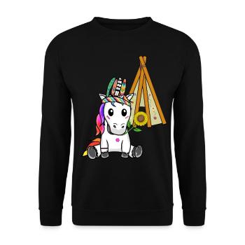 Unicorn Teepee Hippie Unicorns Shaman Sunflower - Unisex Sweatshirt - black - Front - Alina (178cm) & Michal (187cm)