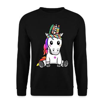 Unicorn Unicorns Hippie Hippies Shaman - Unisex Sweatshirt - black - Front - Alina (178cm) & Michal (187cm)