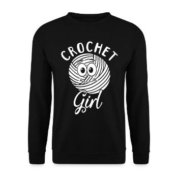 Crocheting Girls Crocheter Crochet Girl - Unisex Pullover - Schwarz - Vorne - Alina (178cm) & Michal (187cm)