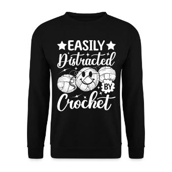 Idées de crochet amusantes - Facilement distrait par le crochet - Sweat-shirt Unisexe - noir - Devant - Alina (178cm) & Michal (187cm)