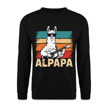 Alpaca Playing Guitar Retro Design - Unisex Sweatshirt - black - Front - Alina (178cm) & Michal (187cm)