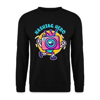 Créateur numérique Hashtag Héros Médias sociaux - Sweat-shirt Unisexe - noir - Devant - Alina (178cm) & Michal (187cm)