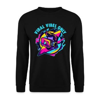 Créateur numérique Viral Vibes uniquement Médias sociaux - Sweat-shirt Unisexe - noir - Devant - Alina (178cm) & Michal (187cm)