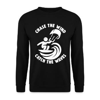 Kitesurfing Chase the wind catch the waves - Unisex Sweatshirt - black - Front - Alina (178cm) & Michal (187cm)