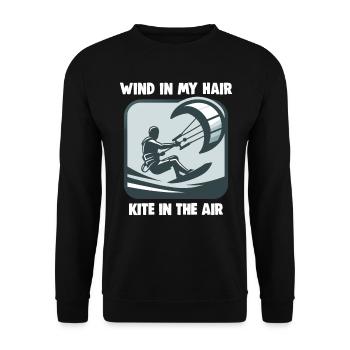 Kitesurfing Wind in my hair kite in the air - Unisex Sweatshirt - black - Front - Alina (178cm) & Michal (187cm)