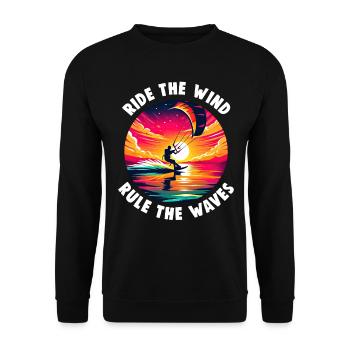 Kitesurfing Ride with the wind Kitesurfer - Unisex Sweatshirt - black - Front - Alina (178cm) & Michal (187cm)