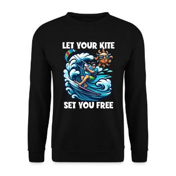 Kitesurfing Let Your Kite Set You Free Kitesurfer - Unisex Sweatshirt - black - Front - Alina (178cm) & Michal (187cm)
