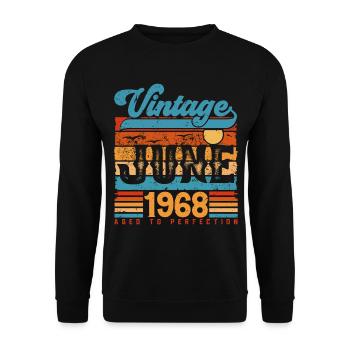 Juni 1968, Vintage-Geburtstagsgeschenk Juni 1968. - Unisex Pullover - Schwarz - Vorne - Alina (178cm) & Michal (187cm)