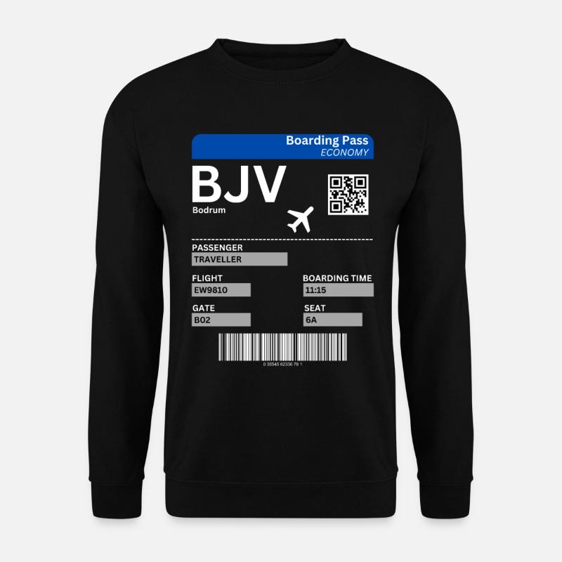Bodrum Bordticket Flughafen BJV Türkei Urlaub Idee - Unisex Pullover - Schwarz