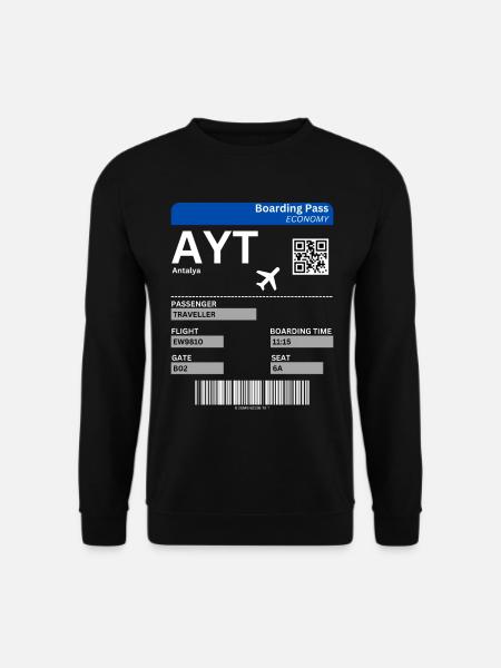 Antalya Bordticket Flughafen Türkei Urlaub Idee - Unisex Pullover - Schwarz