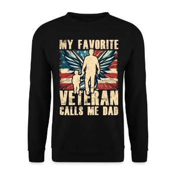 My favorite Veteran calls me Dad - Unisex Sweatshirt - black - Front - Alina (178cm) & Michal (187cm)