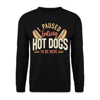 Hot Dog Adulte J’ai fait une pause en mangeant chaud - Sweat-shirt Unisexe - noir - Devant - Alina (178cm) & Michal (187cm)