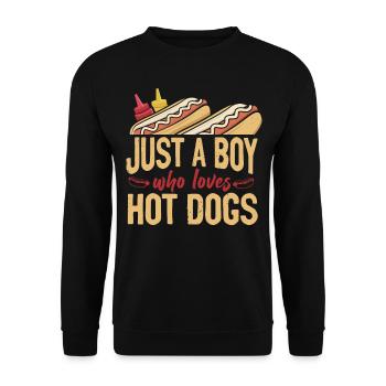 Hot Dog Adult Boy Just A Boy Who - Unisex Sweatshirt - black - Front - Alina (178cm) & Michal (187cm)