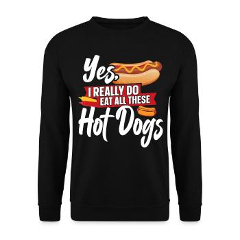 Hot Dog Adult Yes, I Really Do Eat - Unisex Sweatshirt - black - Front - Alina (178cm) & Michal (187cm)