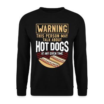 Hot Dog Adult Warning This Person - Unisex Pullover - Schwarz - Vorne - Alina (178cm) & Michal (187cm)