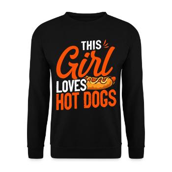 Hot Dog Adult Girl Cette fille aime - Sweat-shirt Unisexe - noir - Devant - Alina (178cm) & Michal (187cm)