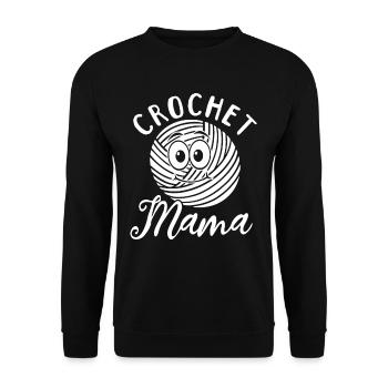 Crocheting Mama Crocheter Crochet Mama - Unisex Pullover - Schwarz - Vorne - Alina (178cm) & Michal (187cm)
