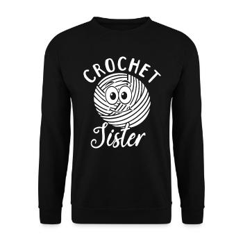 Crocheting Sister Crocheter Crochet Sister - Unisex Pullover - Schwarz - Vorne - Alina (178cm) & Michal (187cm)
