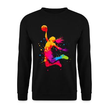 Basketteur basketteur, coloré, basketteur femme - Sweat-shirt Unisexe - noir - Devant - Alina (178cm) & Michal (187cm)