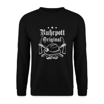 Geburtstag Ruhrpott Original Hacke Helm - Unisex Pullover - Schwarz - Vorne - Alina (178cm) & Michal (187cm)